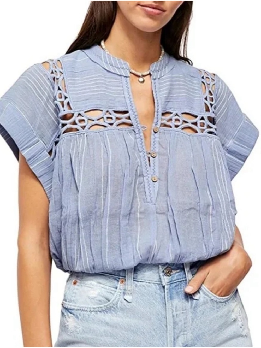 FREE PEOPLE Cedar Lace Pullover Top